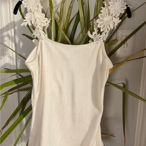 Elegant Cream Lace Strap Top